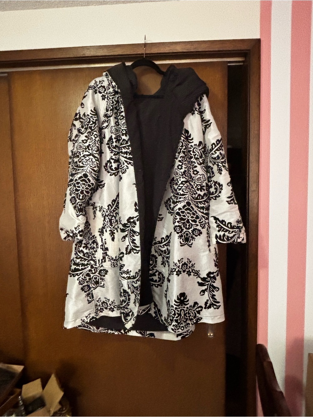 Black & White Floral Coat fully reversible
